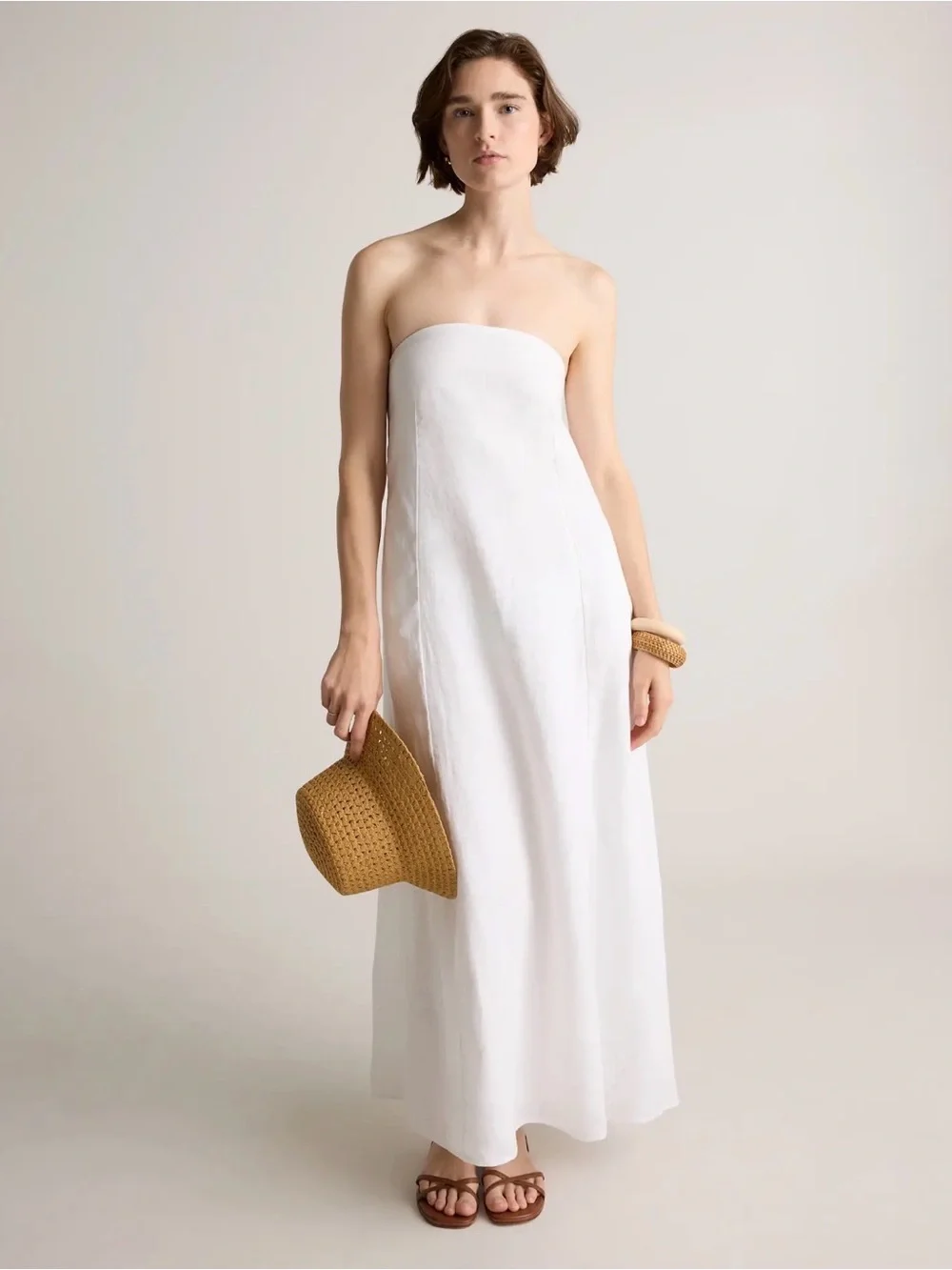 Quince 100% European Linen Strapless Maxi Dress - Picture 1 of 9
